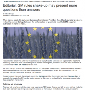 Efectos nueva normativa europea OMGs